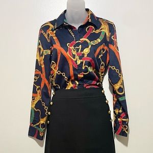 Lauren Ralph Lauren Equestrian Theme Shirt in Vibrant Colors